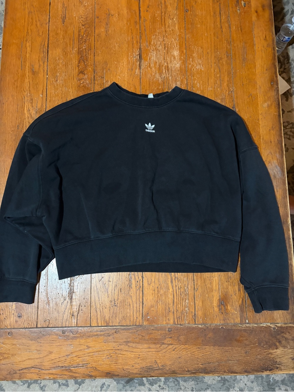 adidas Black Crewneck Sweatshirt with Trefoil Logo